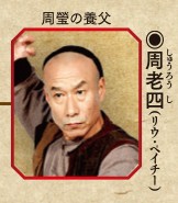 周老四（しゅう ろうし）演： リウ・ペイチー （中国語版）